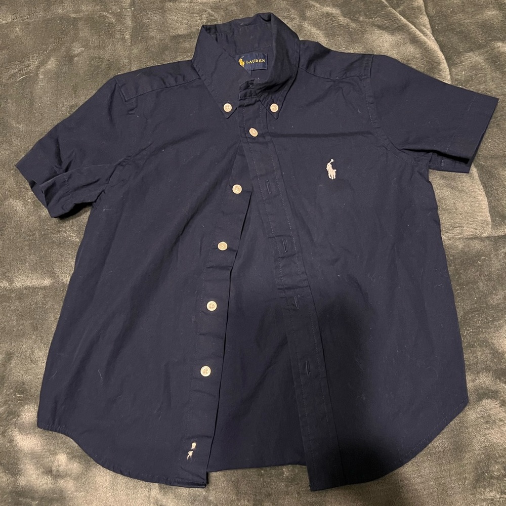 Ralph Lauren Youth Boys Button Down Short Sleeve Dress Shirt Size 4